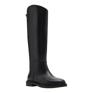 Steve Madden Women's Gaige Leather Wide Calf Tall Riding Boots Black Size 8 1/2